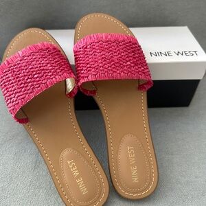 NIB J. Crew Women's Hot Pink Slide raffia Sandals Sz 8.5